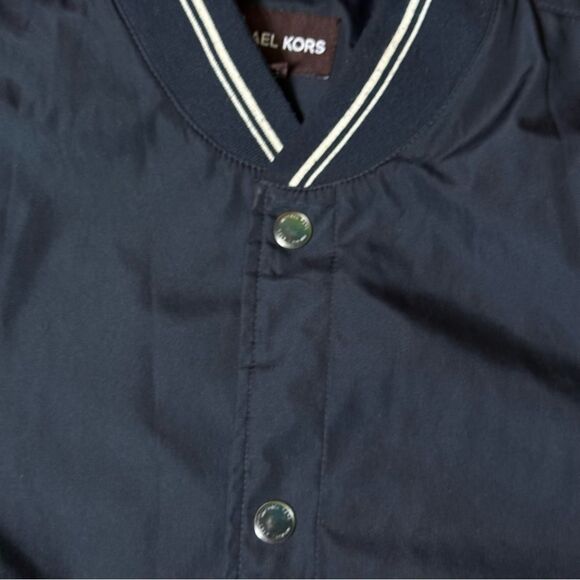 Michael Kors Varsity Bomber Jacket - Black & Blue - Snap-Button - Size XL - Picture 3 of 8